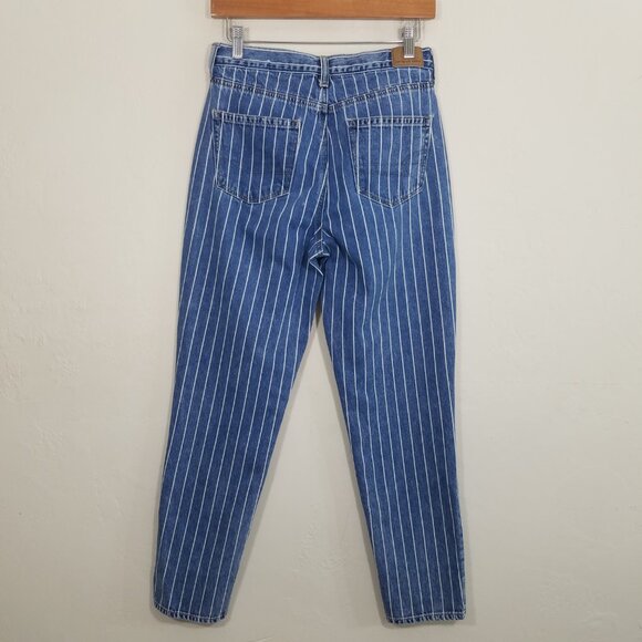 American Eagle Mom Jean Striped Blue Jeans Size 4 - Picture 4 of 7